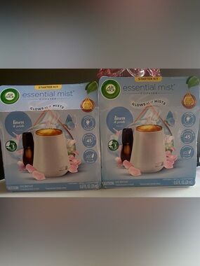 Air Wick Linen & Petals Glowing Essential Oil Diffuser X’s 2 Brand New Boxes!